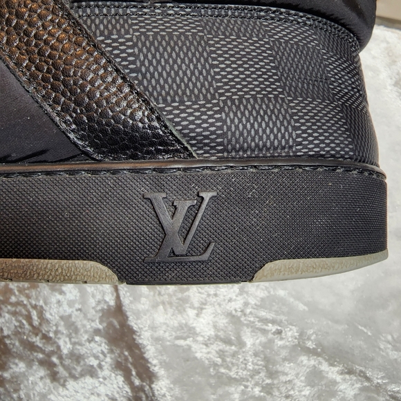 Louis Vuitton black leather high tops LV Size 8, US size 9. Authentic LV! - Picture 8 of 9